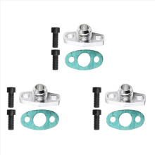 Kit de adaptadores de flange de retorno de óleo turbo AN10 3X para GT28 GT30 GT35 T25 com parafusos M8X1,25mm Prata