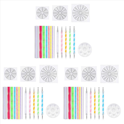 Mandala Dotting Stencil Tools Rock Painting Kit Ball Stylus Dotting Tools Include Stencil, Paint Tray (51 Pack)
