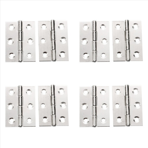Conjunto de 8 dobradiças de aço inoxidável de 2 polegadas (4,4 x 3,1 cm) para portas de armários.