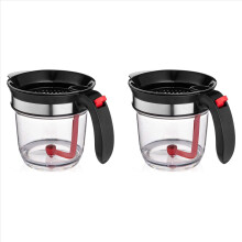 Conjunto de 2 copos medidores e coadores de óleo de 1000 ml com abertura inferior para molhos e outros líquidos com óleo e gordura.