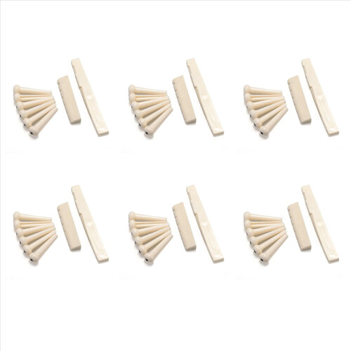 36 Bridge Pins + Saddle + Bridge Saddle Bone / Bone Acoustic Guitar White