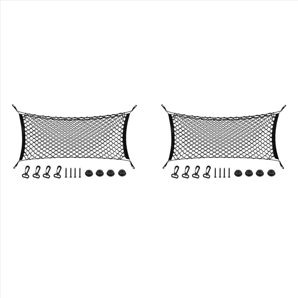 2X Rear Cargo Net, 35-48 Inch Envelope Style Cargo Trunk Net Storage Organizer Elastic Adjustable For Cars Suv 4853316786559