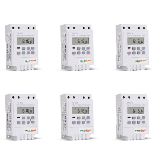6X TM616W-2 30A 220V Electronic Weekly Programmable Digital Time Switch Relay Timer Control Timer Din Rail Moun