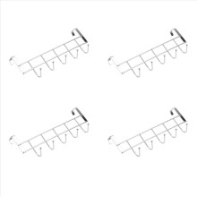 4x 5 Haken für Tür, Bad, Küche, Garderobe, Handtuchhalter, silberfarben