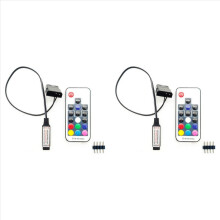 2x Computerventilator-lichteffectcontroller, 5V 3-pins / 12V 4-pins RGB-ventilatorapparatuurdraadbediening / afstandsbediening