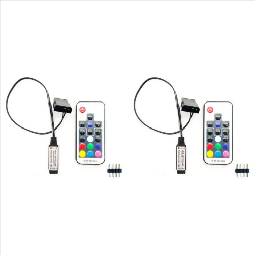 2X Computer Fan Lighting Effect Controller,5V 3-Pin/12V 4-Pin RGB Fan Equipment Wire Control/Remote Controller