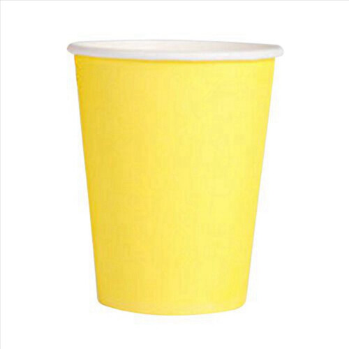 60 Paper Cups (9oz) - Plain Solid Colours Birthday Catering(Yellow) 2