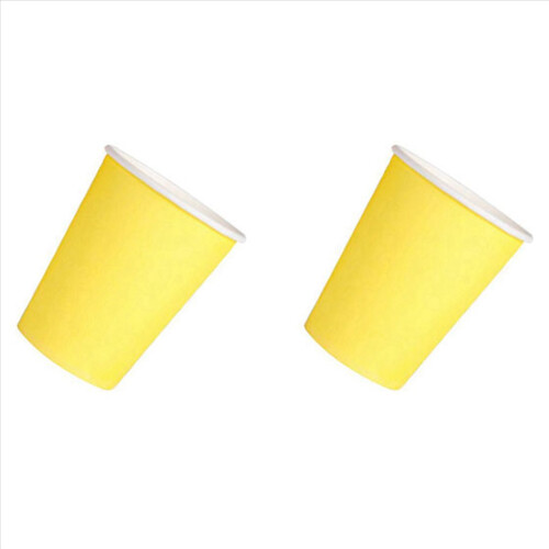 60 Paper Cups (9oz) - Plain Solid Colours Birthday Catering(Yellow) 1