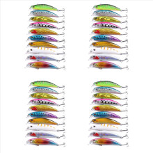 Lote com 40 iscas artificiais flutuantes com coloração interna para pesca de robalo, tamanho Crankbait, 6 cm.