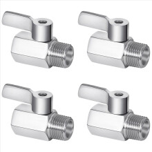 Duschkopf-Absperrventil, Mini-Kugelhahn aus Edelstahl 304 mit NPT-Gewinde (1/2 Zoll Außengewinde x 1/2 Zoll Innengewinde), 4er-Pack