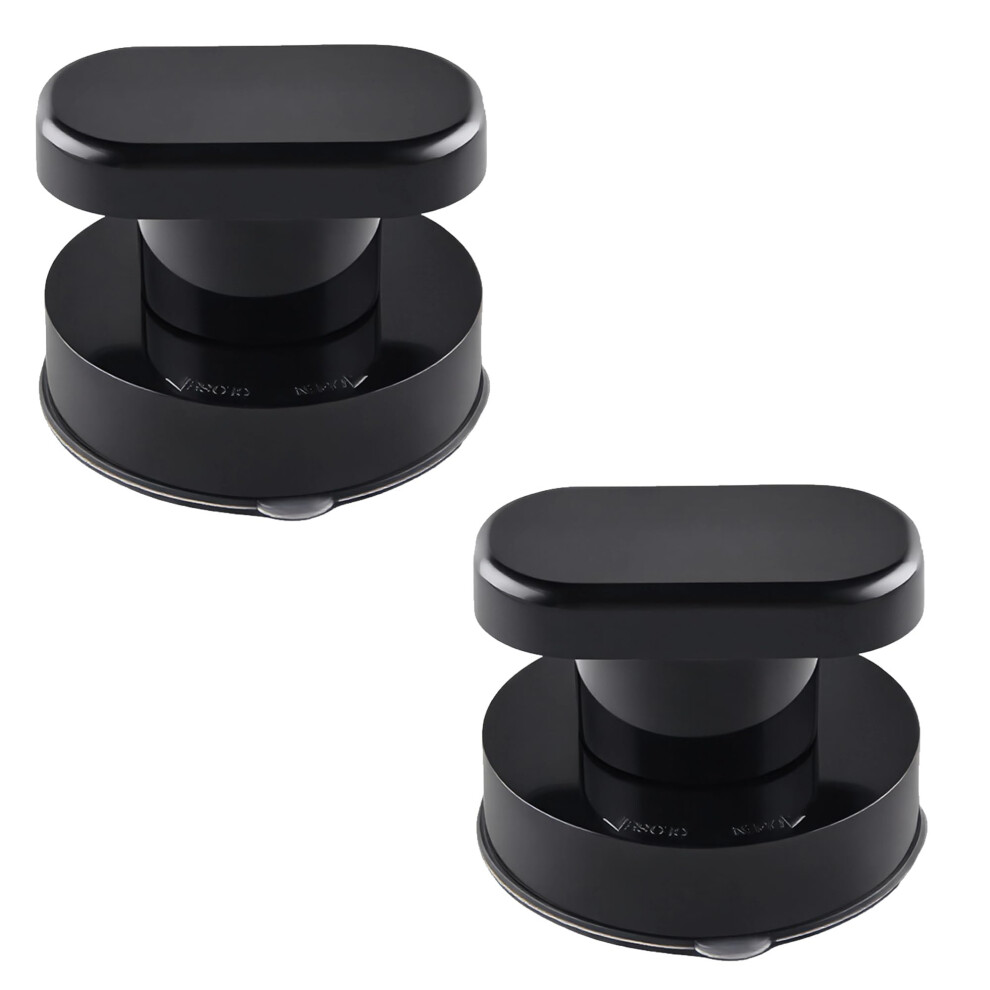 2Pack Suction Cup Door Handle, Nodrill Shower Grab Handle For Glass Doors, 62X50mm Black 9426802916942