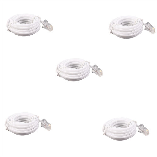 5X RJ11 6P4C σε RJ45 8P4C Αρθρωτό Καλώδιο Προέκτασης Internet για Τηλέφωνο 3 Μέτρα