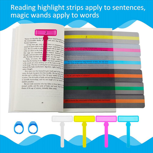 24 Pieces Colorful Reading Tools for Kids ADHD Tools Dyslexia Tools Reading Guide Strips Speed Reading Tool 2