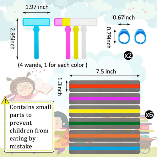 24 Pieces Colorful Reading Tools for Kids ADHD Tools Dyslexia Tools Reading Guide Strips Speed Reading Tool 1