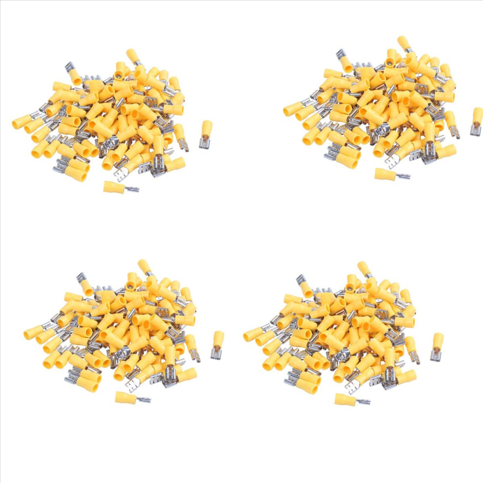 400Pcs 24A Insulated 12-10Awg Female Spade Terminal Crimp Wire Connectors Yellow 4853316700906