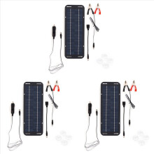 Chargeur/mainteneur de batterie solaire portable 3 panneaux 12 V 30 W pour voiture, bateau, moto, tracteur, camping-car
