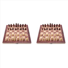 2X Wooden Chess Set Board Travel Games Chess Backgammon Draughts Entertainment