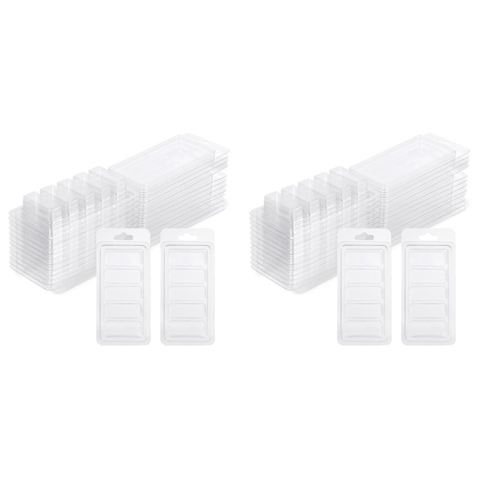 100 Pcs Wax Melt Containers, 5-Cavity Wax Melt Clamshell Molds,Clear Empty Plastic Wax Melt Mold For Diy Candles Making 4853316704508