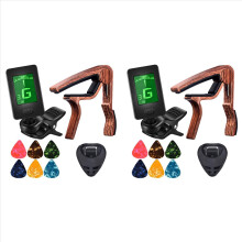 2x Gitaar Capo Tuner Geschikt voor Ukelele Viool Elektrische Bas Akoestische Gitaar met Plectrums en Plectrum Houder Gitaar Accessoires