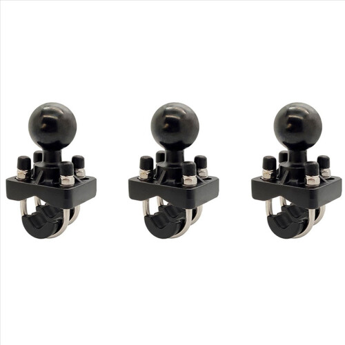 Base de montagem em trilho de guidão de motocicleta com parafuso duplo em U e esfera de 1,5 polegadas para câmera (3 unidades).