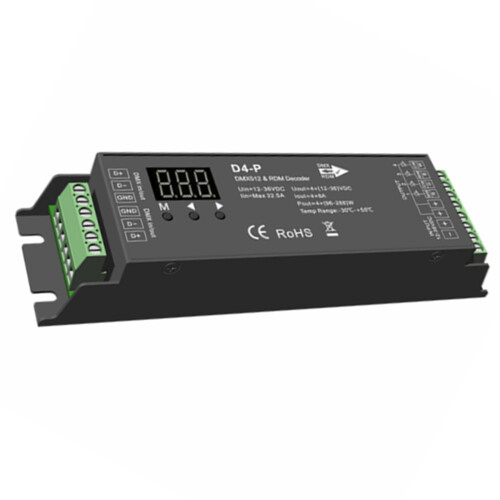 2X D4-P 4 Channel PWM Constant Voltage &RDM LED Decoder Controller Digital Display RJ45 Port DC12-36V Input 8Ax4CH 2
