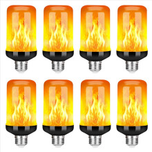 8X LED Flame Effect Light Bulb E27,Decorative Flickering Realistic Fire Lights Bulb,Festival Decoration Lamp,Black-B