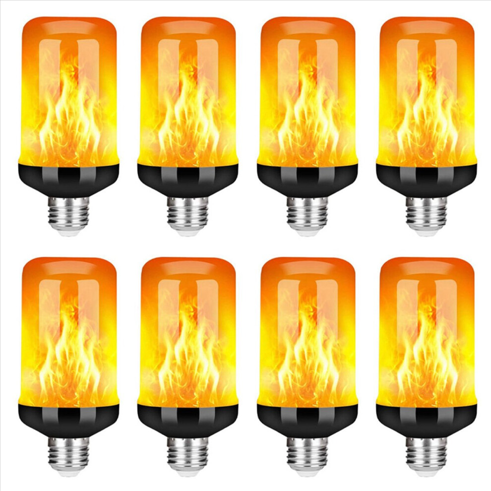 8X LED Flame Effect Light Bulb E27,Decorative Flickering Realistic Fire Lights Bulb,Festival Decoration Lamp,Black-B