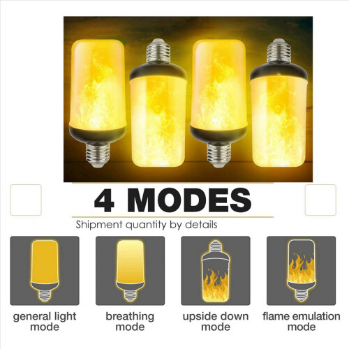 8X LED Flame Effect Light Bulb E27,Decorative Flickering Realistic Fire Lights Bulb,Festival Decoration Lamp,Black-B 1
