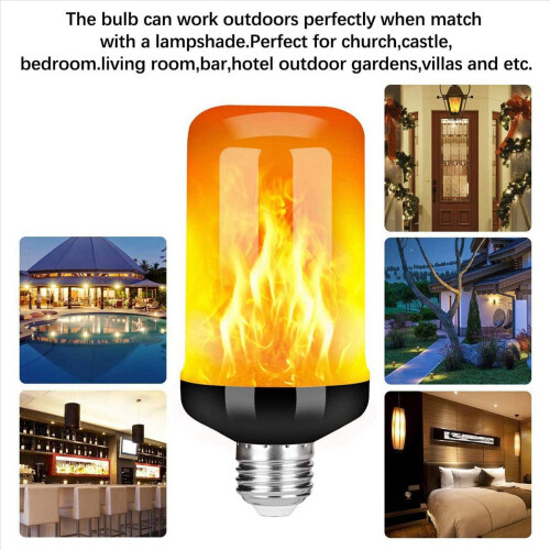 8X LED Flame Effect Light Bulb E27,Decorative Flickering Realistic Fire Lights Bulb,Festival Decoration Lamp,Black-B 2