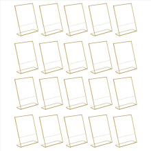 20 Stück Acryl-Goldrahmen, schräge Tischschildhalter für Tischkarten bei Hochzeiten, Restaurantschilder und Fotos