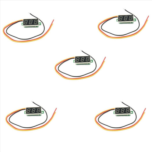 5x Mini-Digitalvoltmeter DC 0-100V LED-Panel-Spannungsmesser 3-stellig mit 3 Drähten Rot