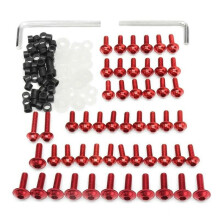 158 STÜCKE Universal Motorrad Verkleidungs Schrauben Muttern Kit Moto Karosserie Schrauben Schraube für YZF R1 R6 R3 2004-2008 (Rot)