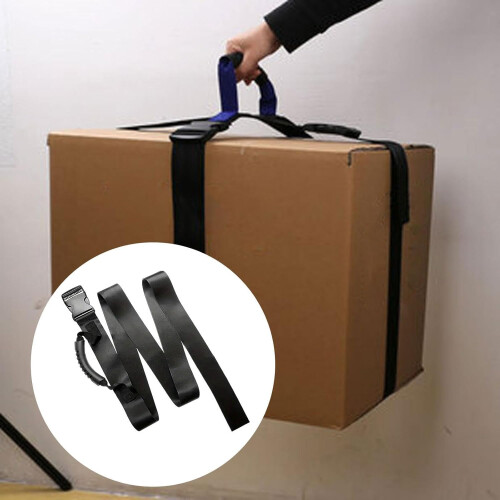 Box  Carrying strap with handle for moving heavy suitcases, adjustable belt, black, 6.3 ft 2