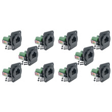 Lot de 10 adaptateurs de bornier à vis RJ45 femelles pour montage sur panneau, connecteur RJ45 8P8C femelle de type D vers bornier 8 broches
