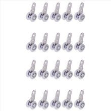 Pak van 20 metalen lagerpoelieblokken van 45 x 19 mm met 2 kunststof wielen voor schuifdeuren van kasten