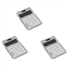 3x Strass-Kristall-Taschenrechner mit 12-stelliger Anzeige, Solar- und Batteriebetrieb, LCD-Display, ideal für Büro und Schule, Weiß