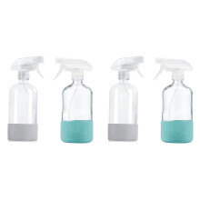 2x heldere glazen flessen met siliconen hoes, hervulbare lege fles voor reinigingsoplossingen, waterverstuiver