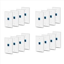 24x Cat6 Ethernet Wall Plate Outlet 1 Port RJ45 Network Female to Female Wall Coupler Jack Plate White & Blue