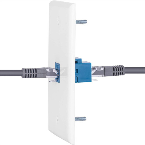 24x Πρίζα τοίχου Cat6 Ethernet 1 θύρας RJ45, θηλυκή σε θηλυκή, Λευκή & Μπλε 2