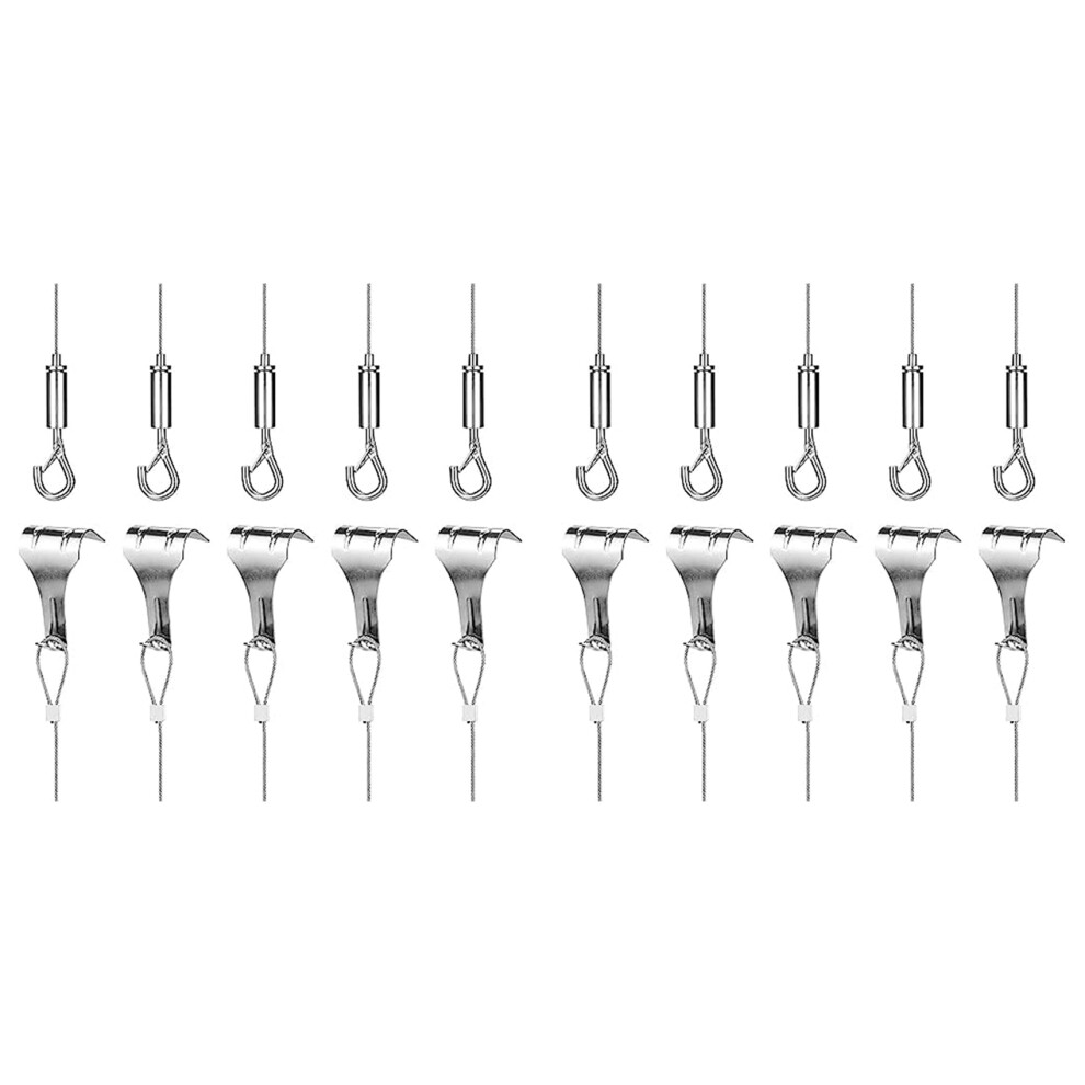 10Pcs Picture Hanging Wire Kit, 2M X Î¦1.5Mm Stainless Steel With Wire Adjustable Hook And Rail Moulding Hook A 4853316711346