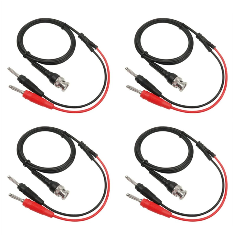 4X P1009 Bnc To Dual 4Mm Stackable Banana Plug Test Lead Probe Bnc Cable For Oscilloscope Signal Generator 120Cm 4853316713678