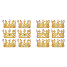 12Pcs Gold Mini Crown Cake Topper Small Crystal Pearl Cupcake Toppers Small Cupcakes Crown for Wedding Birthday