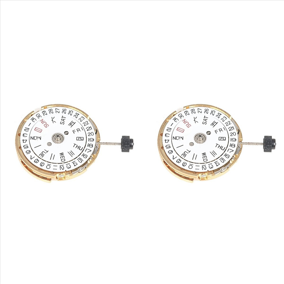 2X Watch Movement Double Calendar Crown At 3 Mechanical Movement For Miyota 8205 Watch Movement Repair Parts(Gold) Gold 4853316713364