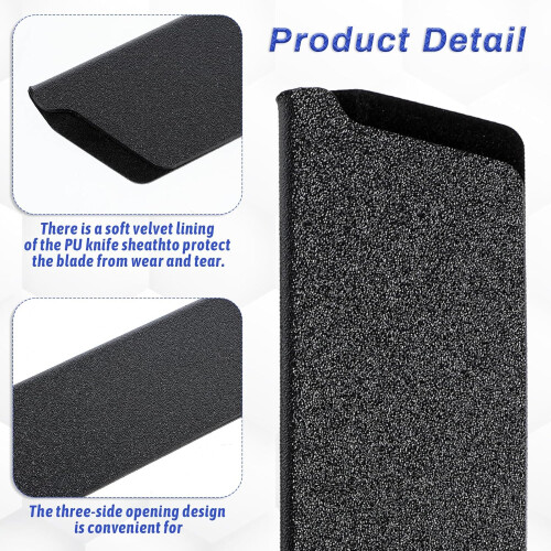 3 Pcs Universal Knife Edge Guard Set ABS Blade Protector with Felt Lining Chef Knife Sheath Black 1