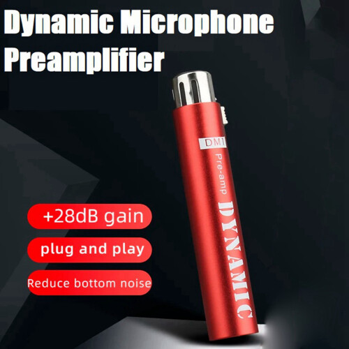 2X Replace for DM1 Dynamic Microphone Preamplifier 28DB Gain Amplifier for Dynamic and Passive Ribbon Microphones,Red 2