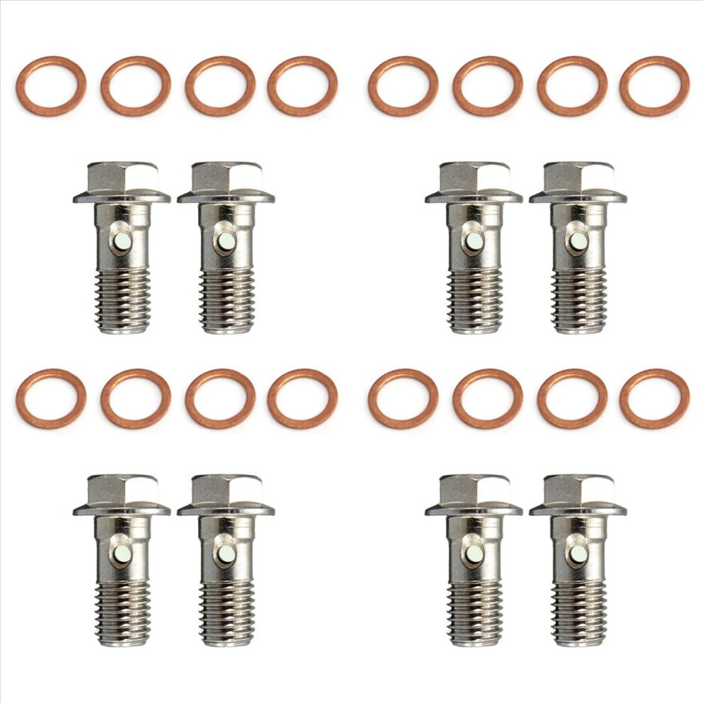 8X Stainless M10 X 1.25 Banjo Bolts Brake Master Cylinder Screw Brake Hose Caliper Bolt Hydraulic Clutch Screw 4853316713234