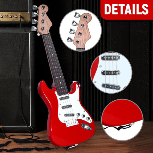 Guitarra de brinquedo de 17 polegadas para crianças, instrumento musical elétrico de 4 cordas, brinquedo eletrônico portátil, C 2