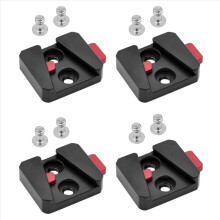 4x 1/4 universele V-mount accu snelkoppelingsplaat adapter accessoires draagbare enkele basis zwart