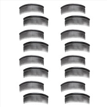 Pente de cabelo com presilha, 24 dentes, plástico preto, 16 peças, para mulheres e meninas.