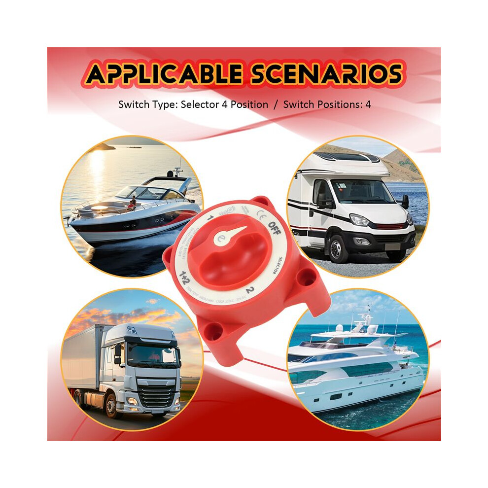 Dc 32V 350A Battery Switch 4-Position Selector Marine Boat Battery Selector Switch Disconnect For Marine Boat 6133165964772